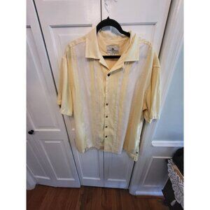 4/$19 Men's Yellow and White Button Up Shirt XL Island Shores Beach Resortwear
